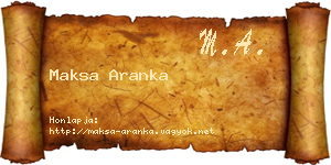 Maksa Aranka névjegykártya